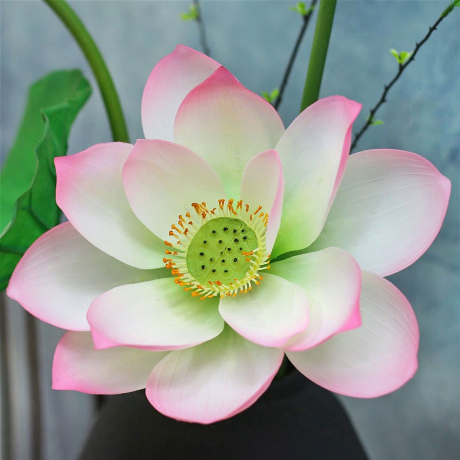 Amazon.co.jp: 花瓶セット 人工植物 人工蓮の花 人工蓮の葉 リビング